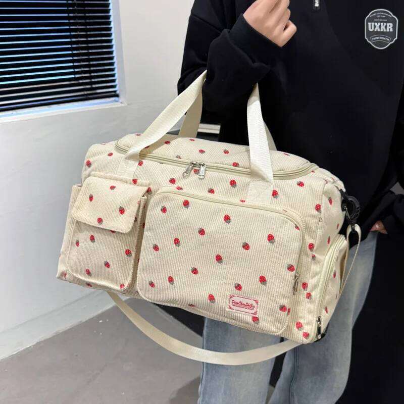 Sport Gym Outdoor Strawberry Travel Large Capacity Separate Space for Shoes Pouch Fiess Backpack Foldable Business Bag