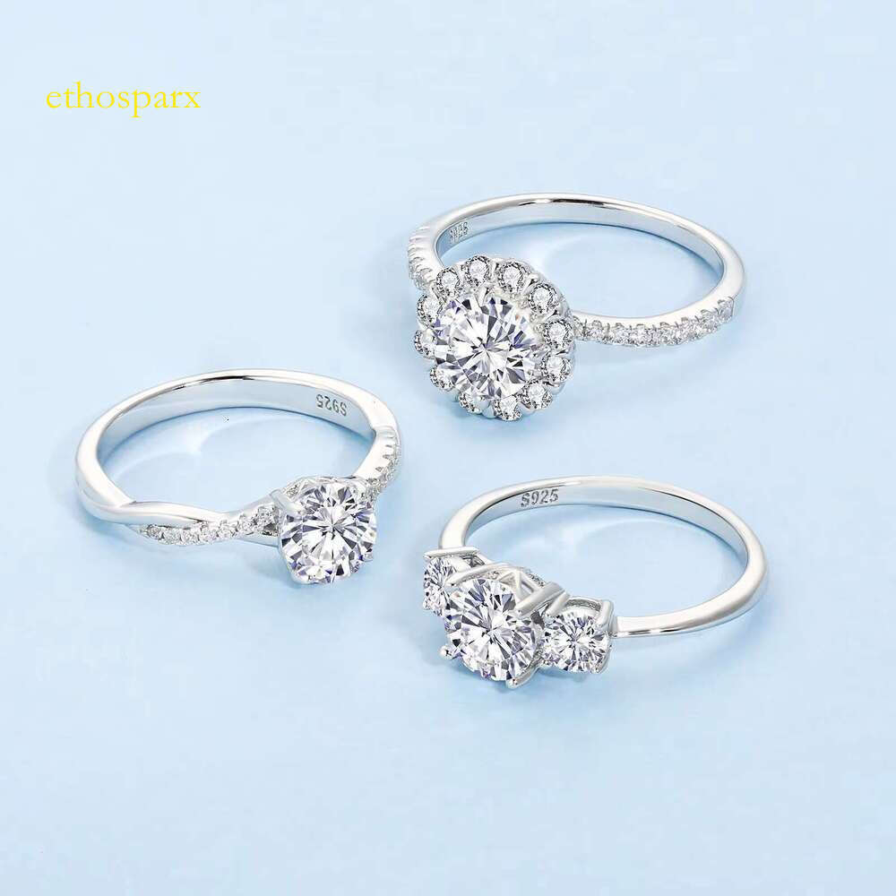 Spodumene wedding jewelry, pure silver and platinum plated 1ct 2ct GRA VVS engagement spodumene ring