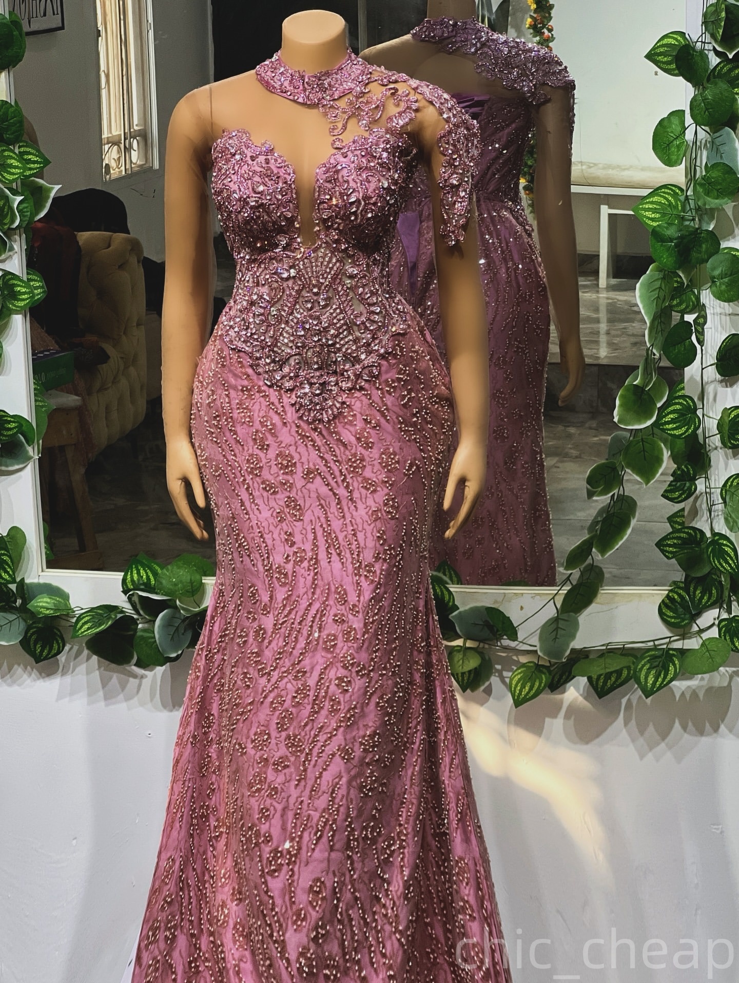Lilac Mermaid Prom Dresses 2025 Lace Beaded Crystals Full Sleeves Evening Formal Party Second Birthday Engagement Gowns Plus Size Dress For Special Oc