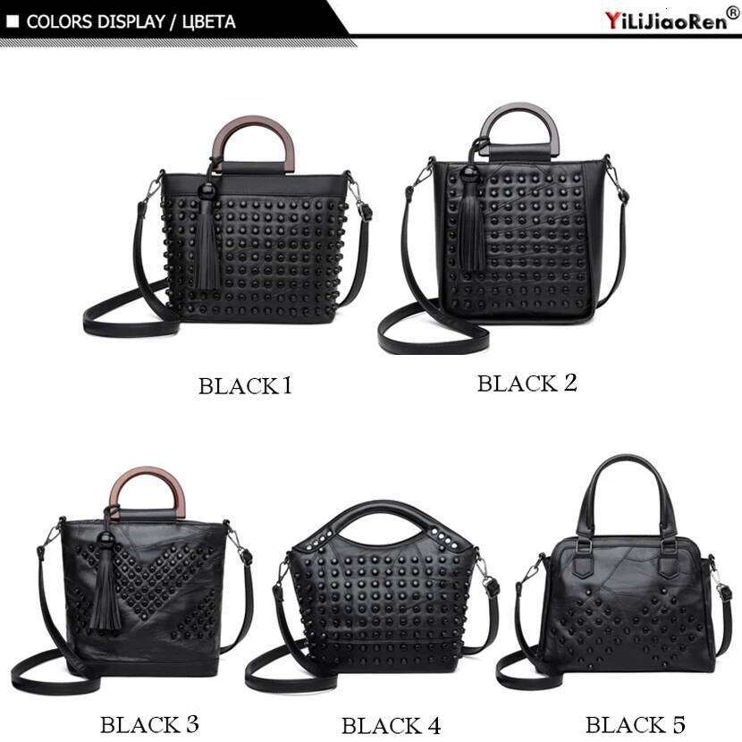 Designer Bag Fashion Sheepskin Leather Handbag Rivet Ladies Hand Tote Bag Famous Brand Messenger Crossbody Bags For Women