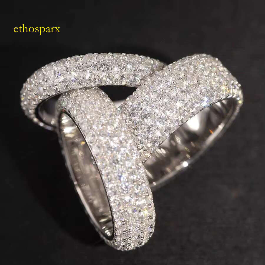 Pass GRA Certificate Moissanite Dia ICED OUT Pure Sier Mens Rings for Hiphiop Style Life
