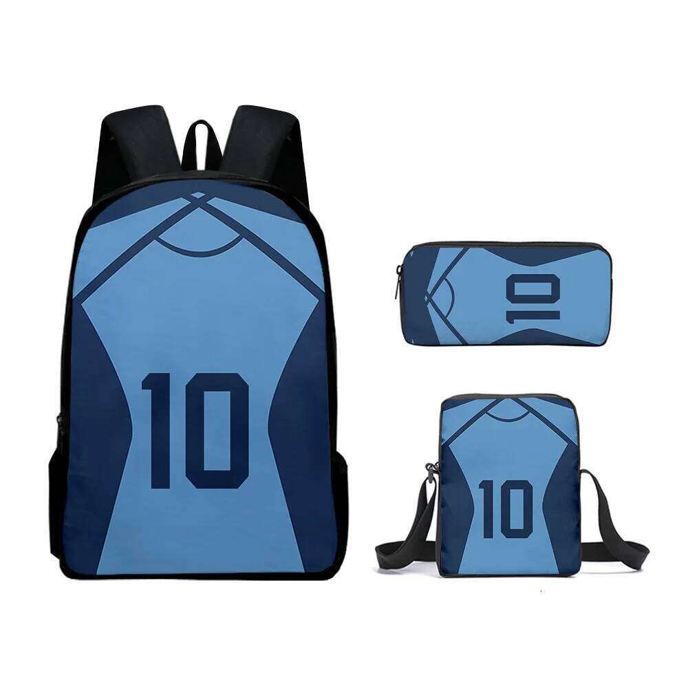 Novelty Peculiar bluelock 3D Print 3pcs/Set pupil School Bags Laptop Daypack Backpack Inclined shoulder bag Pencil Case