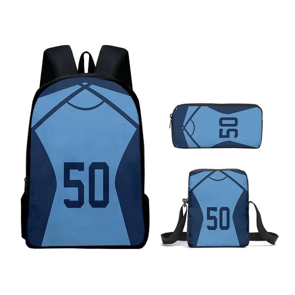 Novelty Peculiar bluelock 3D Print 3pcs/Set pupil School Bags Laptop Daypack Backpack Inclined shoulder bag Pencil Case