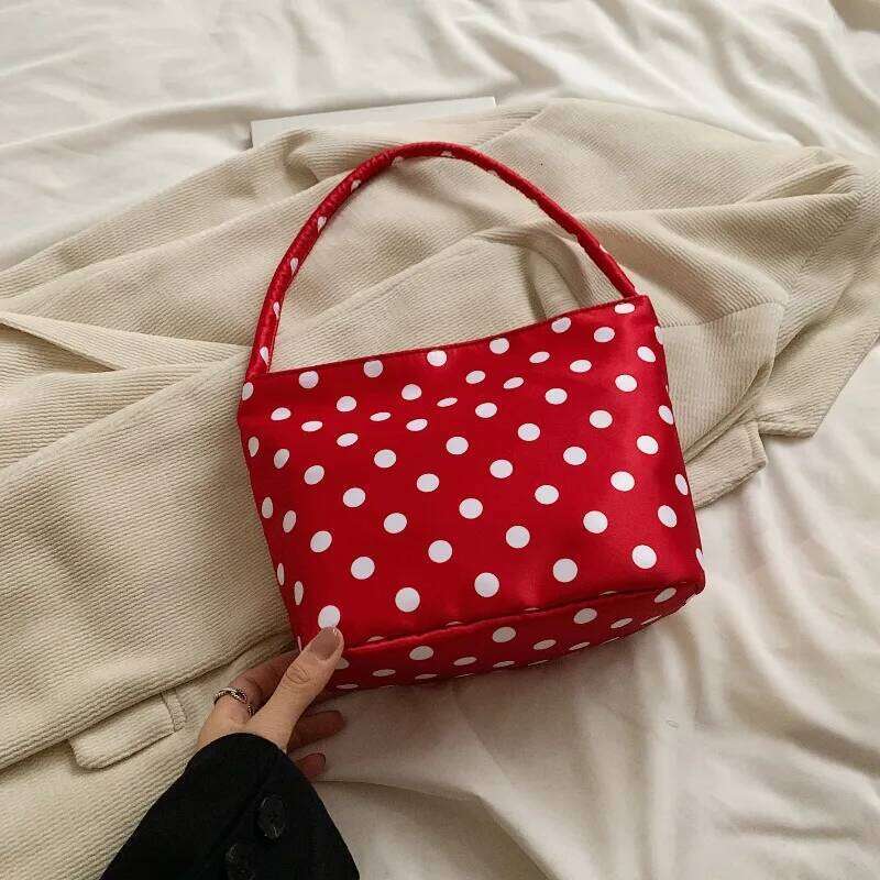 Polka Dot with Pendant Shoulder Bags Women Fashionable Canvas Crossbody Tote Bag Single Satchel for Trendy Handbag