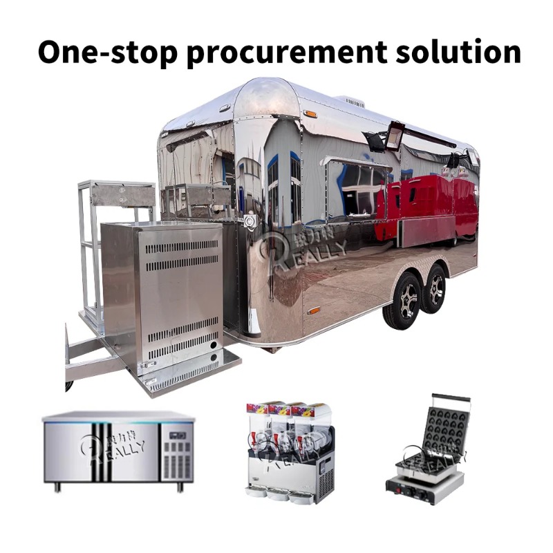 Retro Mobile Bar BBQ Popcorn Burger Van Stainless Steel Catering Food Truck Food Cart With DOT Certification