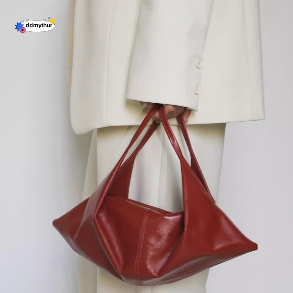 Korean INS Wind Niche Design Top Layer Oil Wax Soft Leather Lazy Style Single Shoulder Crossbody Handbag Croissant Foldable Bag ddmynov
