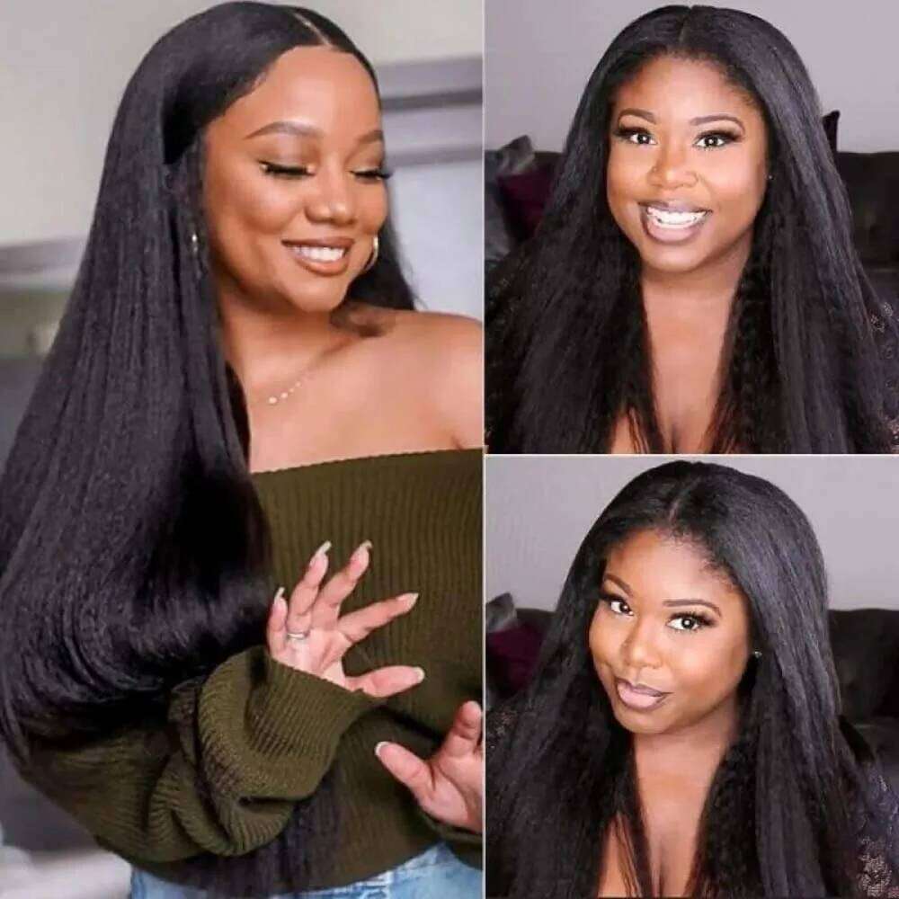 Kinky Straight 200% Density No Leave Out Wigs Upgrade U Part Wig Clip V Shape Human Hair
