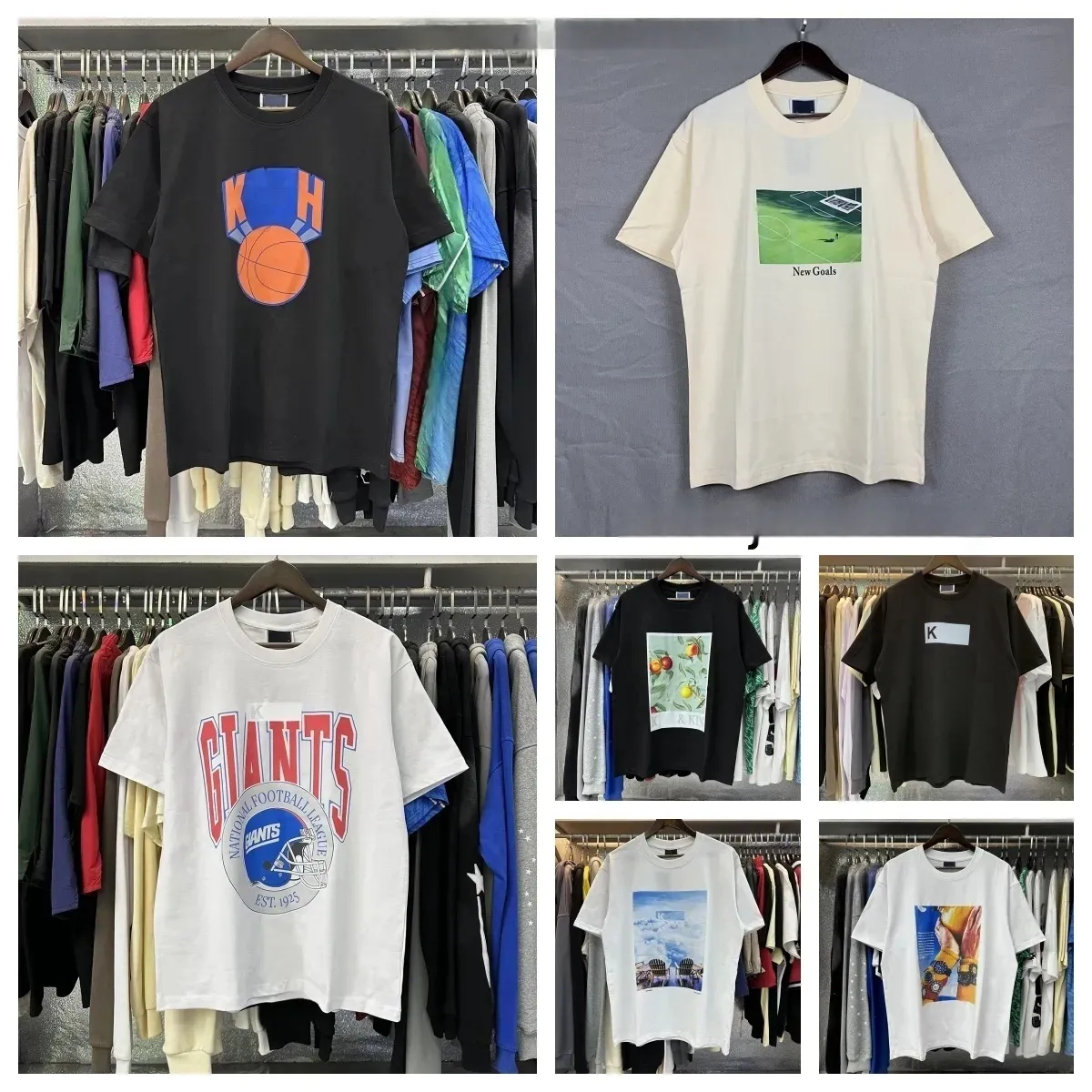 Kithtshirts New Designer Sweatshirt Shirt Loose Oversize Casual T-Shirt With Summer Round Neck Print For Men And Women Couple Short Sleeves Size S -XL tops