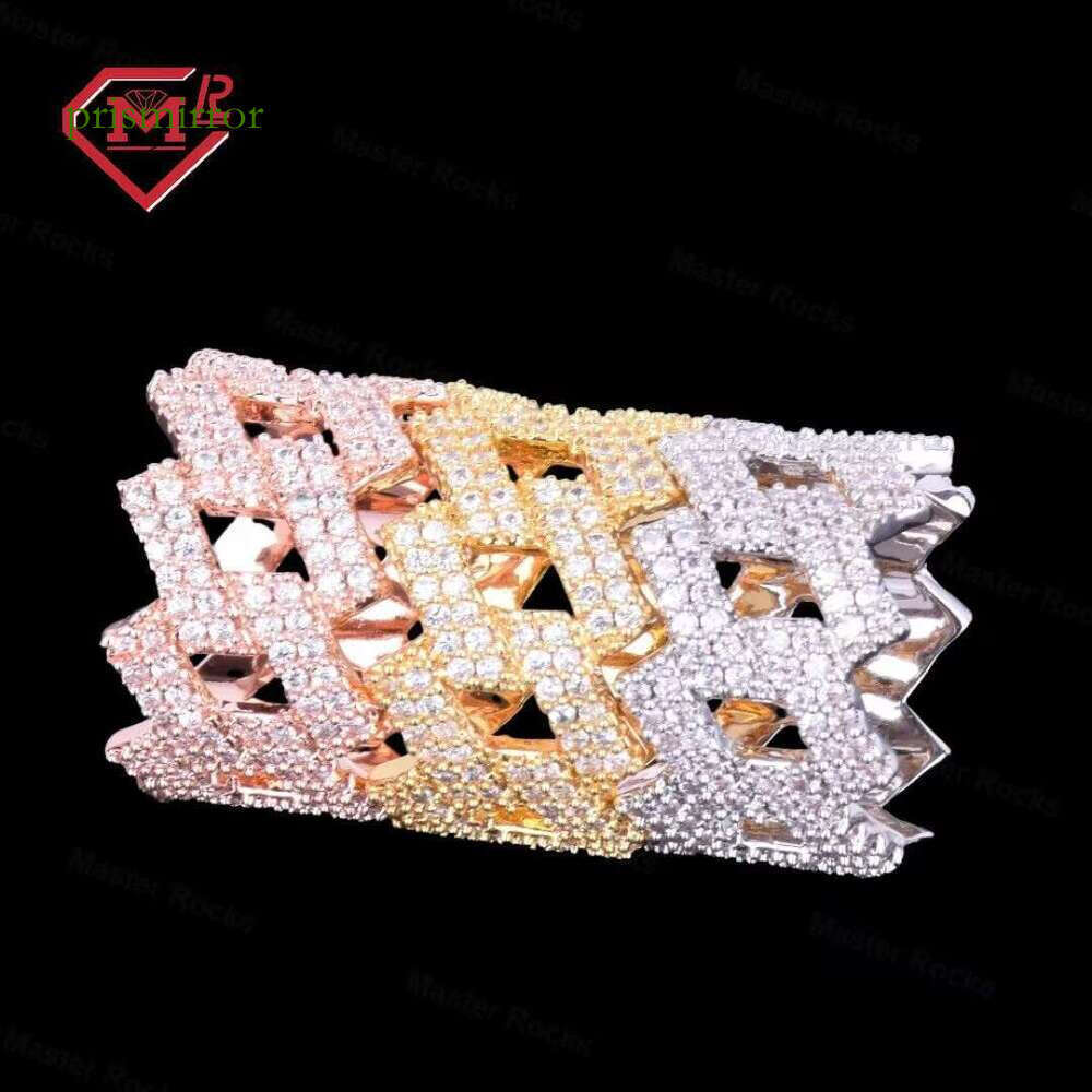 Rap singer men's stackable chilled straight edge S Hiphop Cuban style moissanite ring