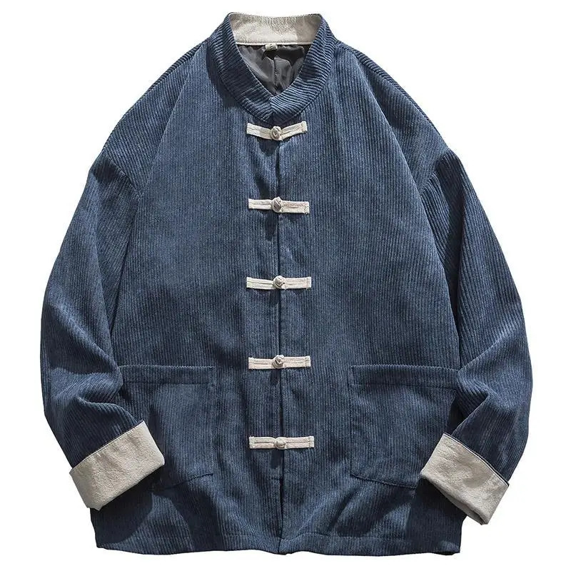 Autumn Chinese Style Corduroy Casual Tang Suit Men Coat Loose Casual Jackets Men Top Retro Zhongshan Suit China-Chic Coat 250628