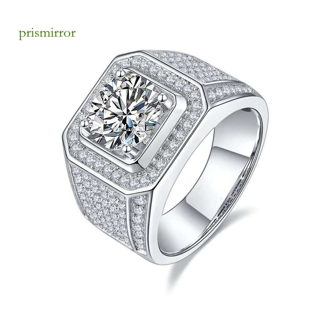 1CT 2CT 3CT 5CT gra vvs ring men white gold plated iced out moissanite rings sterling sier hip hop