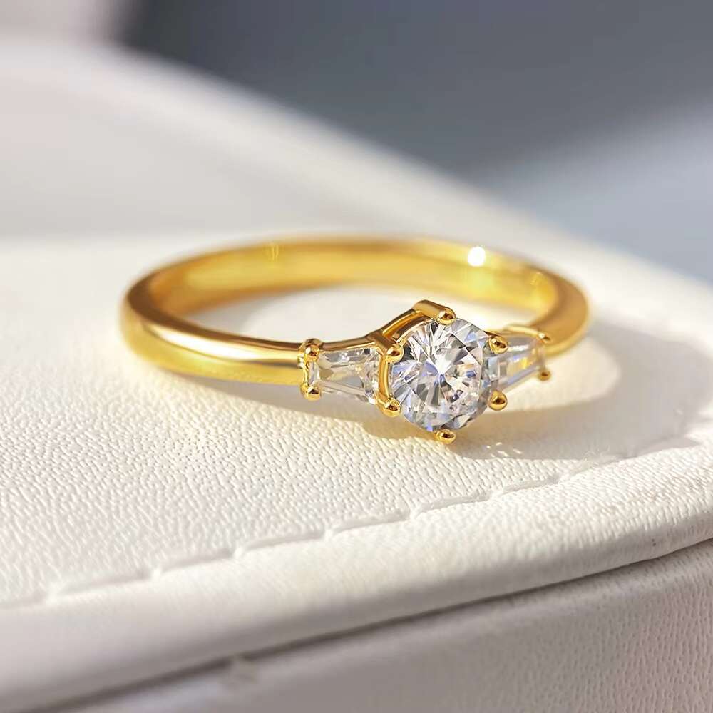 Custom New Design Womens 925 Sterling Silver 14K 18K Gold Plated Purity Silver Ring Zircon Weddings Bnad Engagement Party Gifts