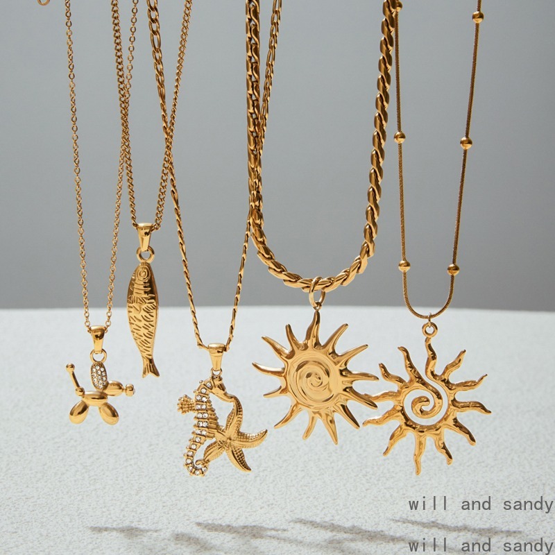 Non Tarnish 18k Gold Plated Boho Conch Shell Starfish Necklace Multilayer Wrap Choker Chains Necklaces Summer Beach Jewelry for Women Birthday Anniver