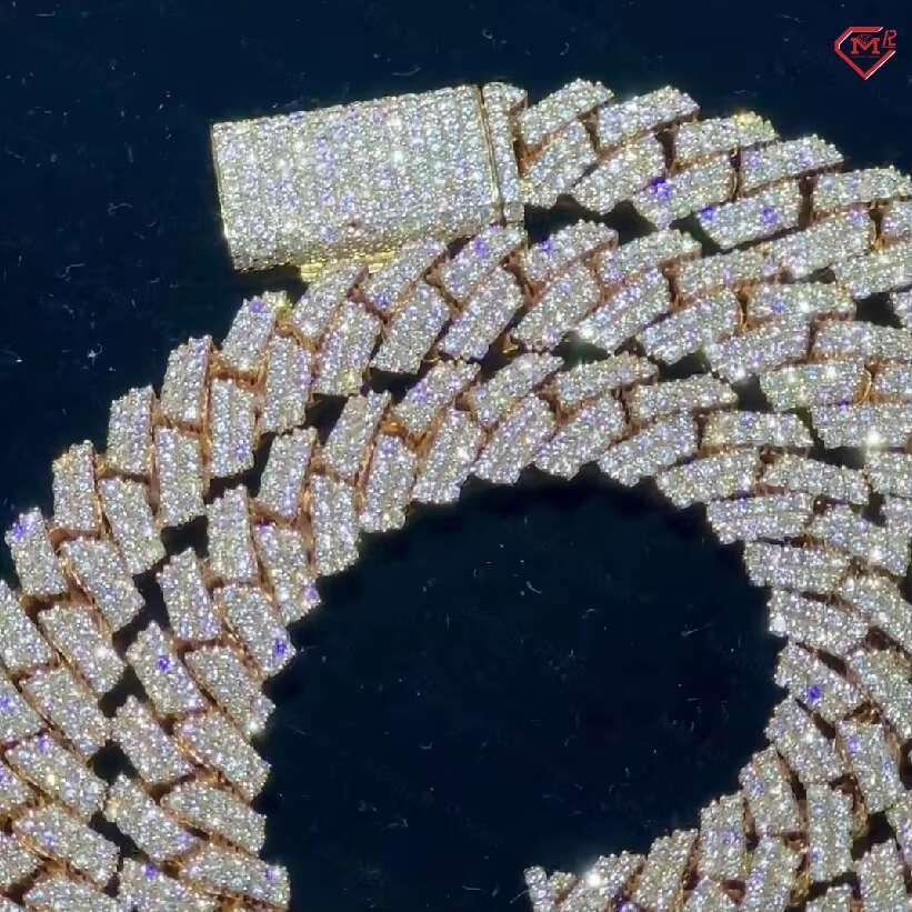 14mm Hip Hop Cuban Link Chain Men Luxury VVS Iced Out Moissanite Diamond 925 Silver Moissanite Cuban Chain