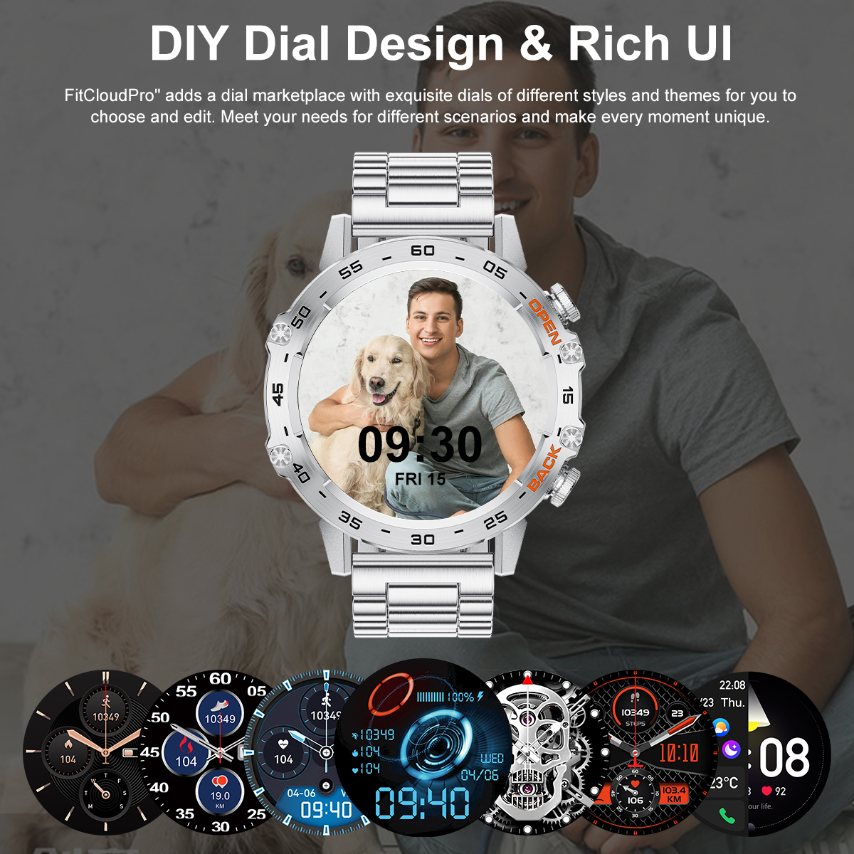 LIGE Men's Smart Watch Multi-function Watch Wireless Call Health Test Blood Pressure Heart Rate Meter Step Long Seating Reminder Multiple Exercis