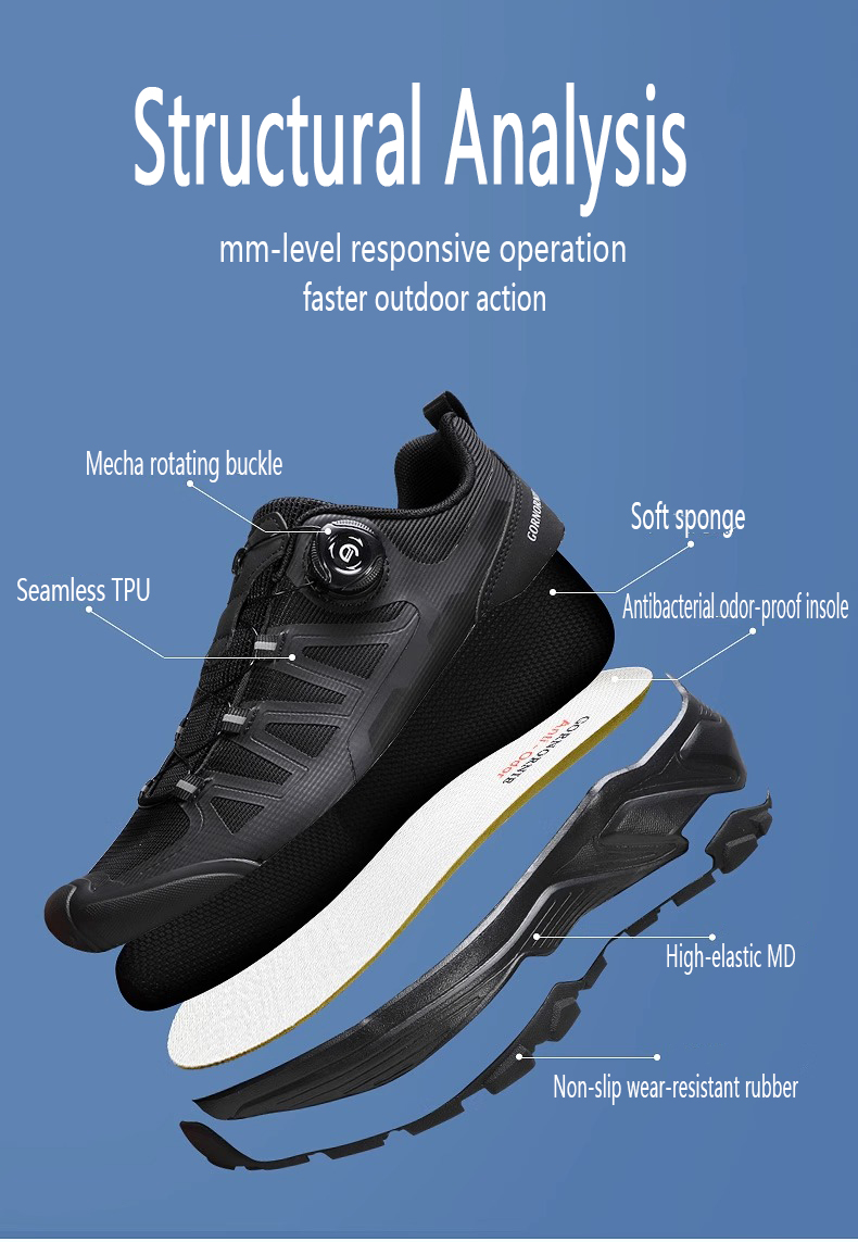 Men's breathable hiking shoes; outdoor sports shoes with thick soles, wear-resistant, anti-skid, cross-country running shoes, trekking