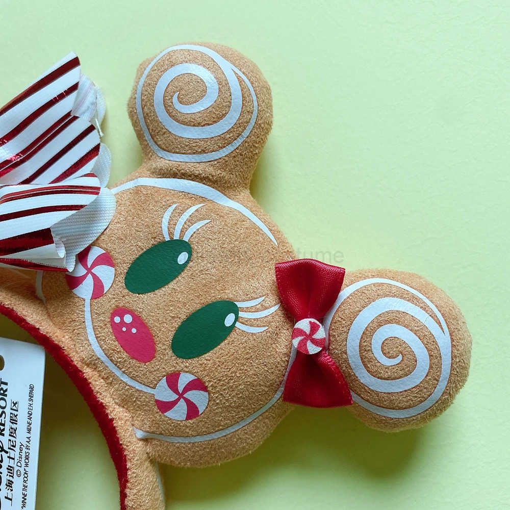 Disney New Disney Minnie Gingerbread Headband 3D Mickey Mouse Ears Christmas Hat Hair Hoop Hairband Party Headwear Girl Toy Gifts W250717