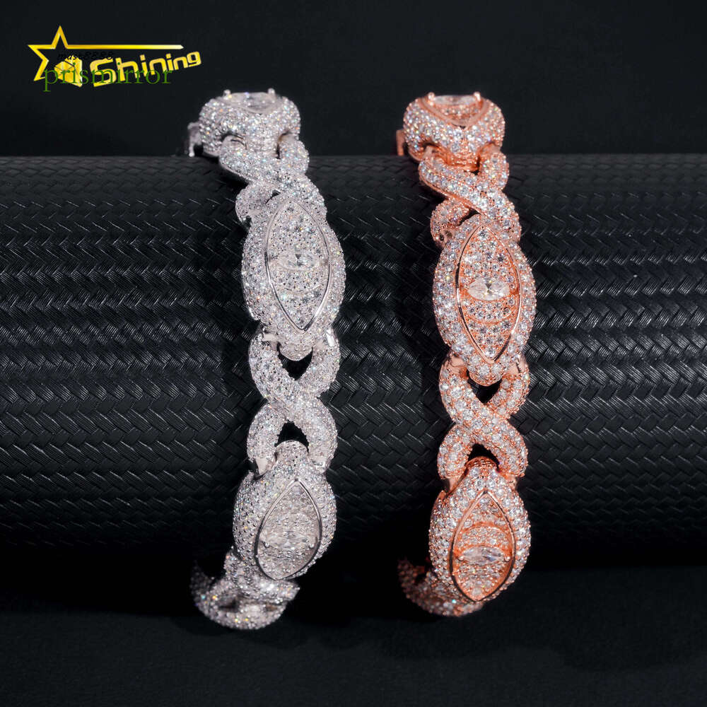 New Stock Sterling Sier Gold Plated Hip Hop Jewelry Custom Colored Infinity Moissanite Cuban Bracelet Cat Eye Bracelets
