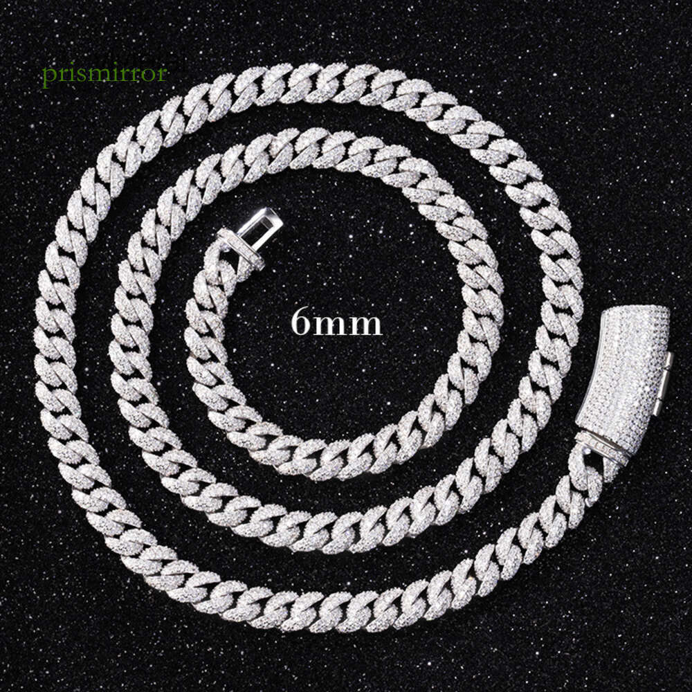 Hiphop Jewelry 6mm S Sterling Sier D color VVS Moissanite Necklace Cuban Link Chain