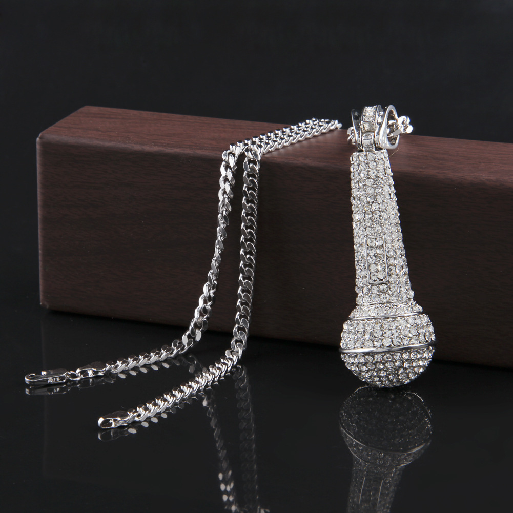 Luxury Jewelry Premium Men Necklace VVS Moissanite Iced Out Microphone Pendant Hip Hop Streetwear Bling Accessory Pass the diamond tester