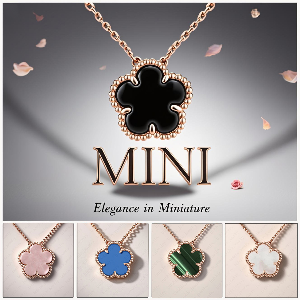 clover necklace 18k jewlery designer for women necklace 2025 luxury jewelry 9mm Flower Pendant Mini Rose gold jewlry jewelry woman designer chain charm couple gift