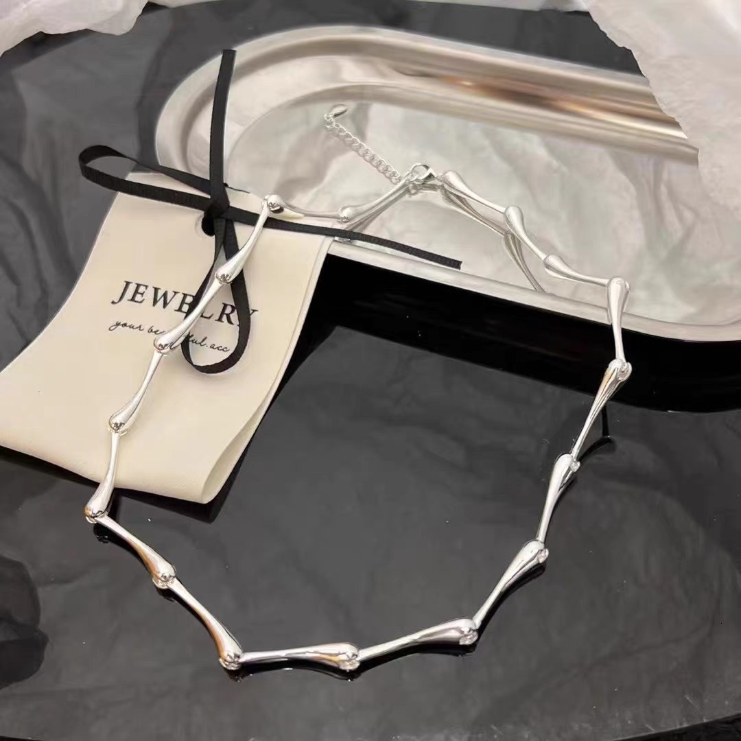 2025 New Women's Fashion Style Designer High End Bamboo Light Luxury Collarbone Chain French Simple And Individual Necklace
