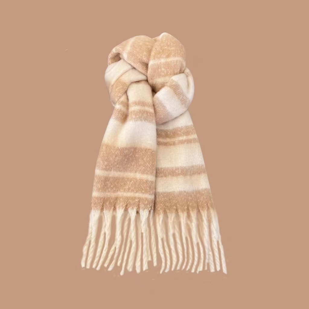 T1107 new striped contrast color scarf women's winter warm neck scarf