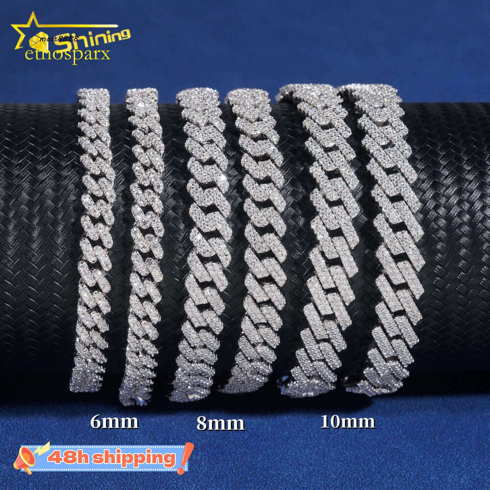 Fast Shipping Wholesale Price Sterling Sier Iced Out Fine Hip Hop Jewelry Vvs Moissanite Dia Cuban Link Bracelet Chain