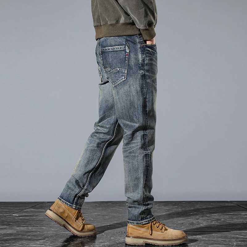 JXN03 Heavyweight high-grade red ear denim jeans mens Slim straight leg trousers retro washed original colour trousers W250701 W250701
