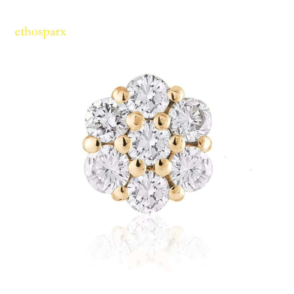 Exquisite jewelry 14k gold cluster flower shaped VVS chilled silica earrings
