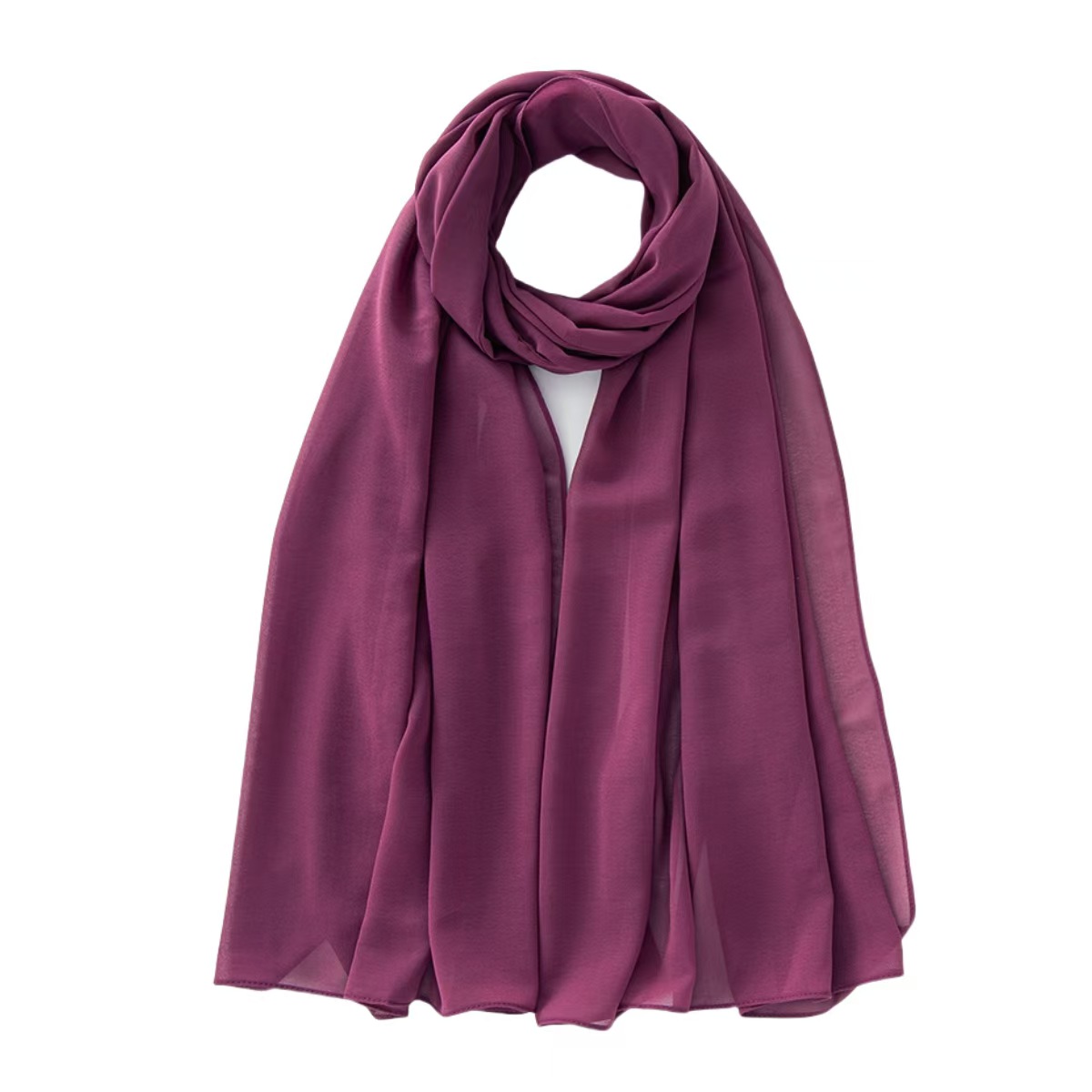 T1102 Pearl Chiffon Bubble Scarf Gauze Long Scarf Solid Color Women's Head Scarf Head Scarf