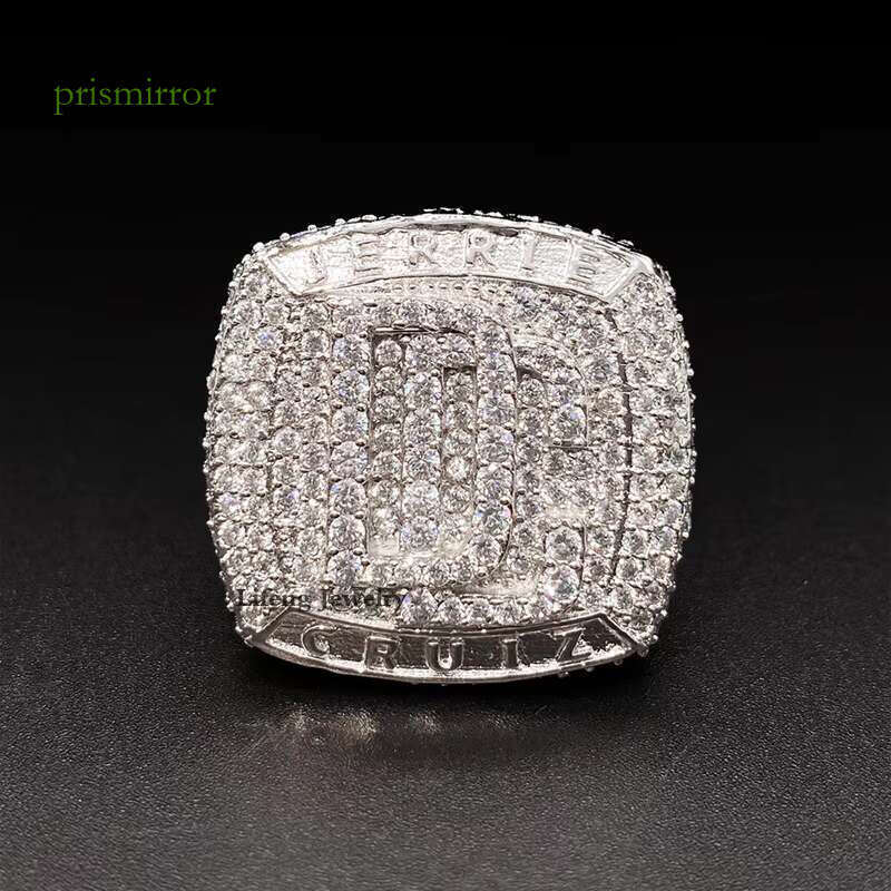 Silver plated white gold VVS Moissanite cut classic hand shaped ice ring hip-hop boutique jewelry gift