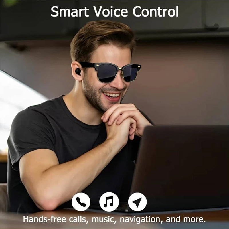 HYUNDAI Luxury designer sunglasses with bluetooth headphones mens Classic UF-C8 Sun Glasses HD Call voice smart earphones Outdoor Sports Hands Free Ca