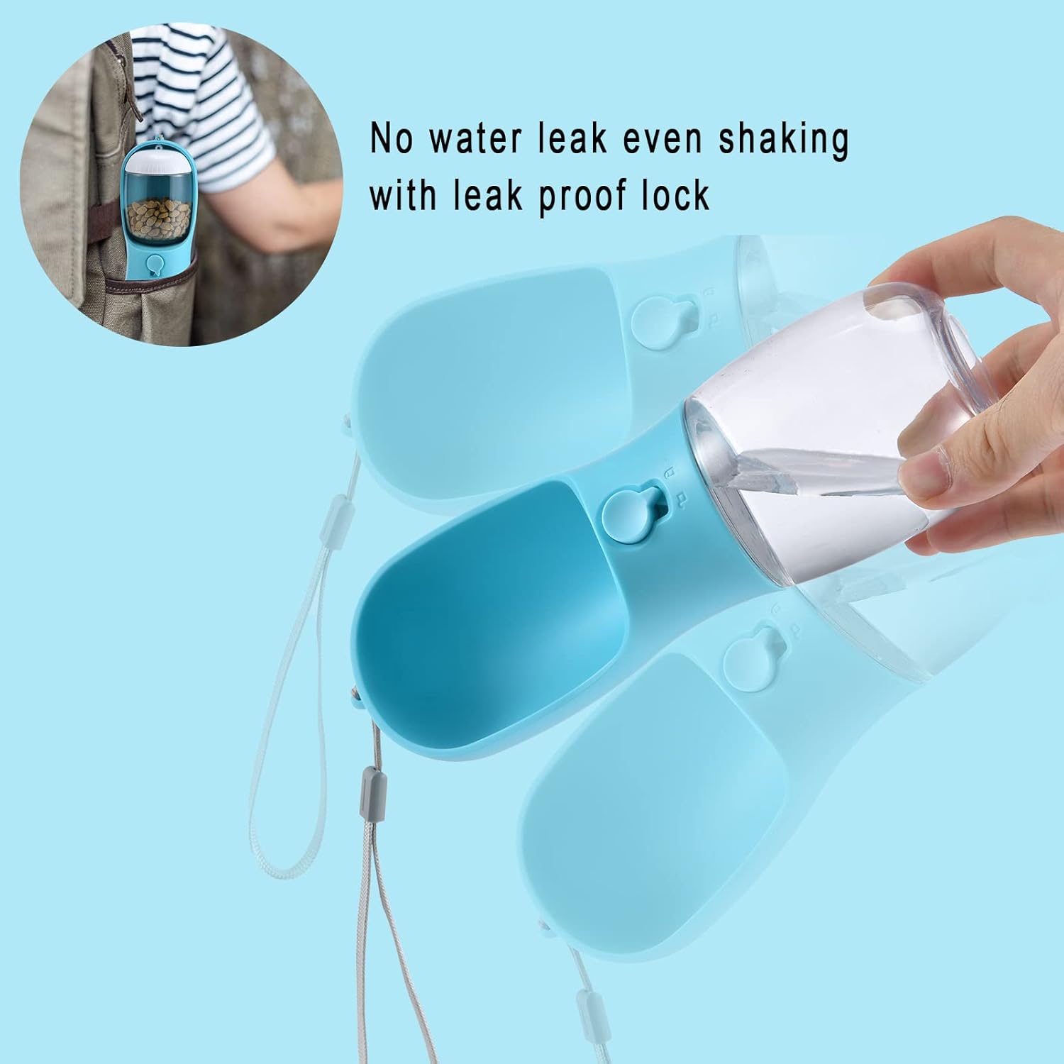 free shipping Bottle with Food Container, Travel Puppy Water Bowl, Portable Pet Dispenser, Cat Walking and Hiking Dog Gift