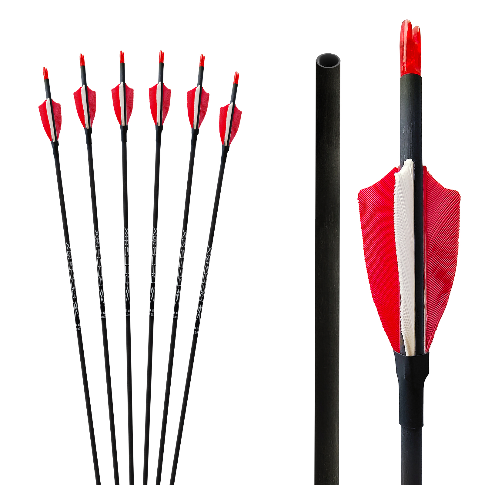 6Pcs Hunting Arrows 31inch without Arrowheads Turkey Feathers 4.2mm Carbon Archery Arrows Targeting Arrows for Recurve Bow & Compound Bow Spine 350-15
