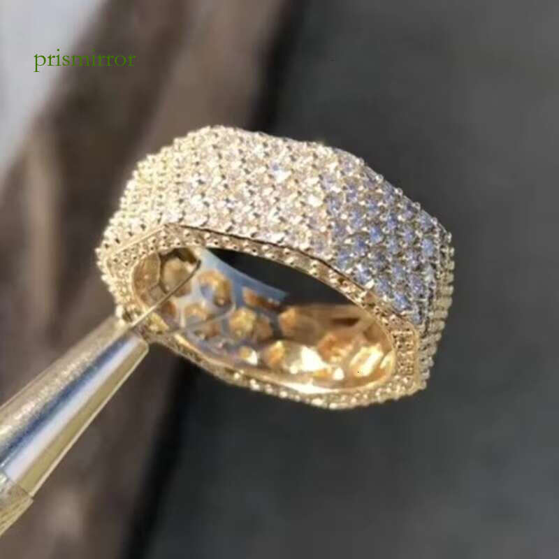 Hiphop men's and women's boutique jewelry ice out gold-plated pure silver GRA certificate VVS carbon silica ring