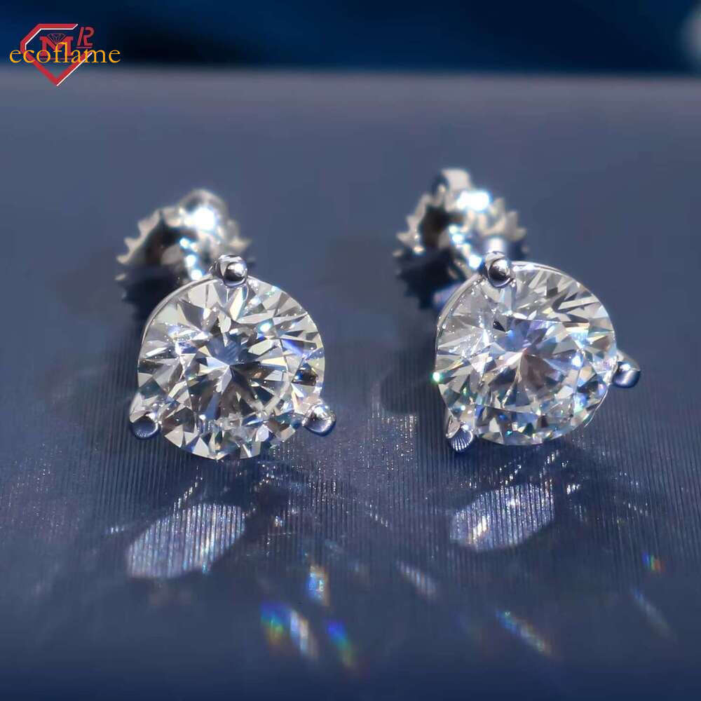 Gorgeous solid sier 3-fork screw back pyroxene earrings for men and women