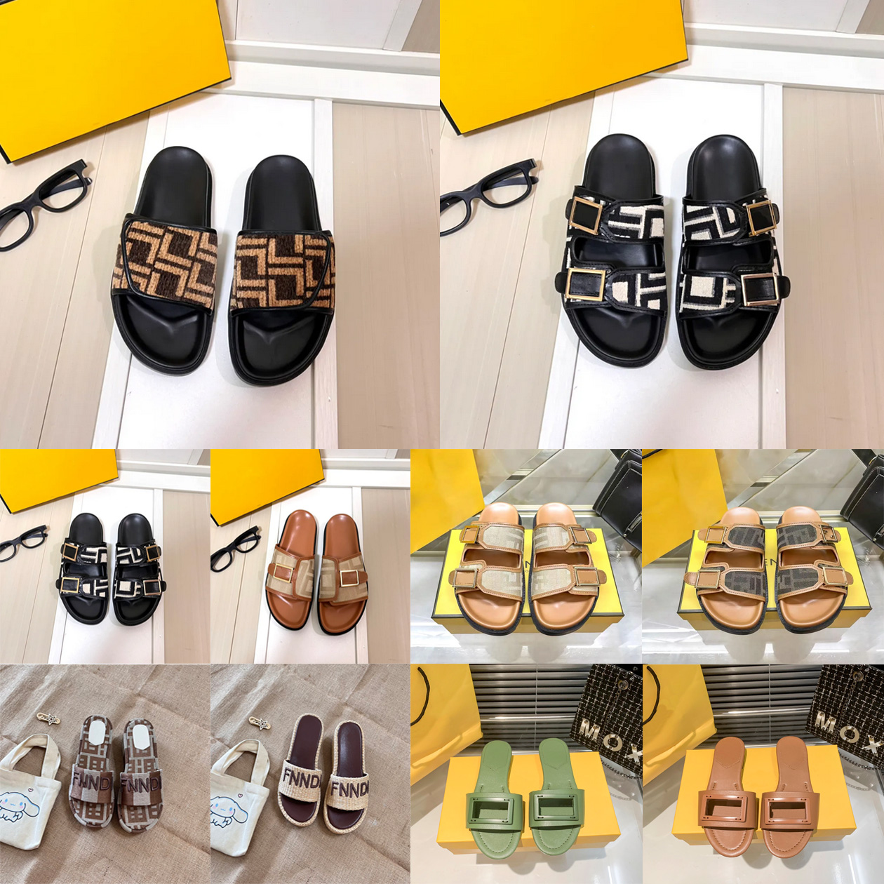 Designer sandals slippers women's Slide Top fashion summer leather flat heels casual sexy temperament High Quality Luxury Slides women's sandals Size 35-42