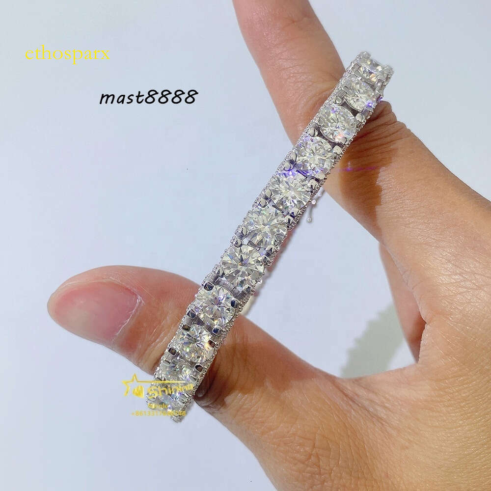 Hip Hop Jewelry Factory Price Iced Out Gra Vvs Moissanite 6.5mm Gold Plated Tennis Chain Bracelet