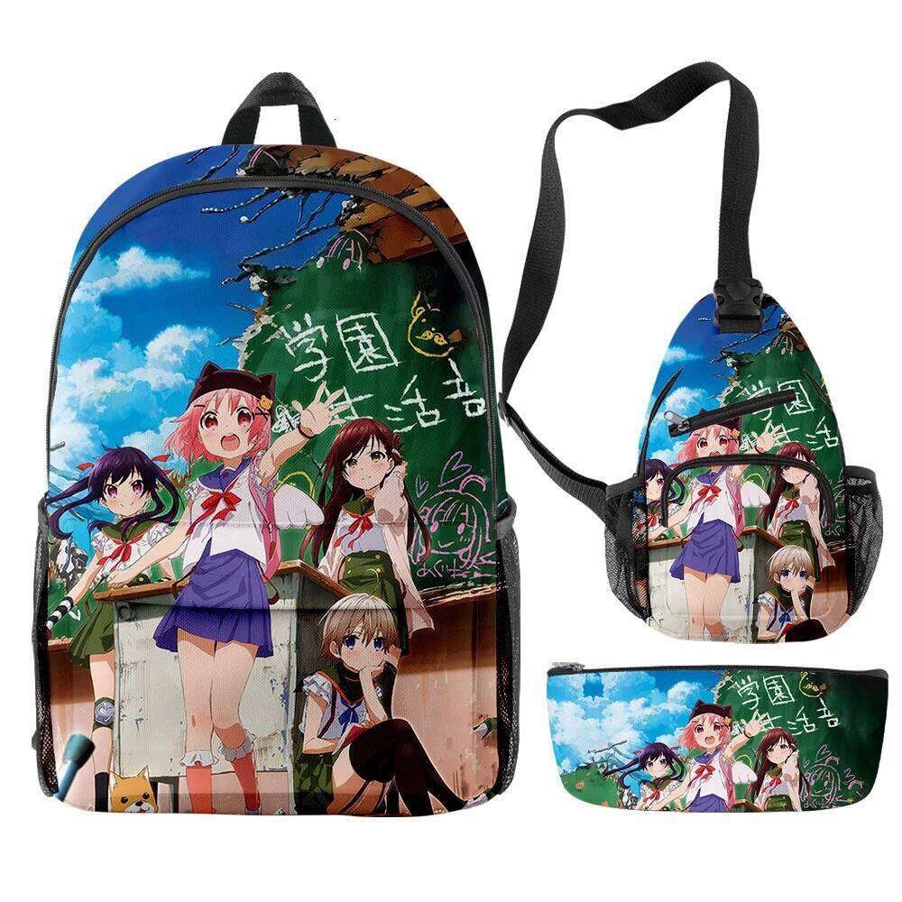 Novelty Cool School-Live 3D Print 3pcs/Set pupil School Bags Travel Laptop Backpack Chest Bag Pencil Case