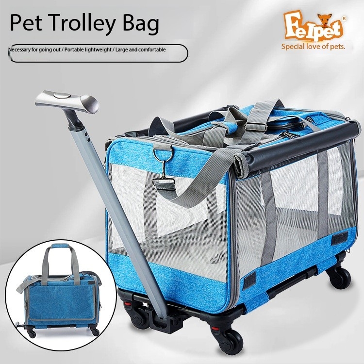 Pet Trolley Bag Katziela Rolling Transport Bag Airline Standard Dog Cage TSA Approved Small Dog and Cat Pet Transport Bag Soft FAA Travel Airplane Dog
