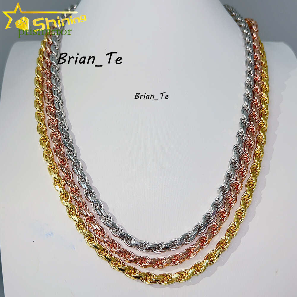 Fine Jewelry Iced Out Moissanite Dia Pave Full Sterling Sier Rope Chains for Men
