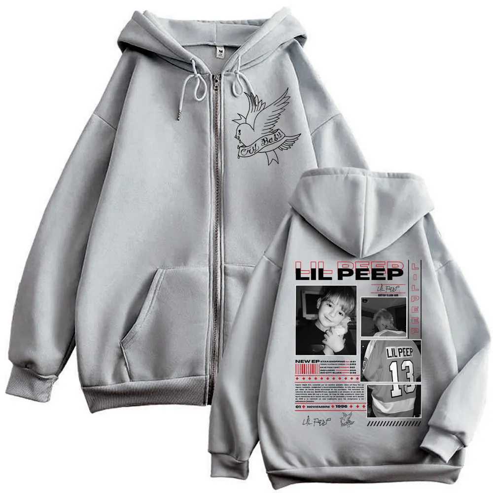 Rapper Lil Peep Merch Zipper Hoodies Fashion Hip Hop Vintage Zip Up Jacket Pullovers Men Women Casual Long Sleeve Sweatshirts X250701