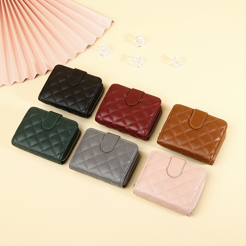 Designer Free Shipping Women's 2025 New Diamond Pattern European And American Women's Short Wallet Student Coin Wallet Multi Card Slot Women