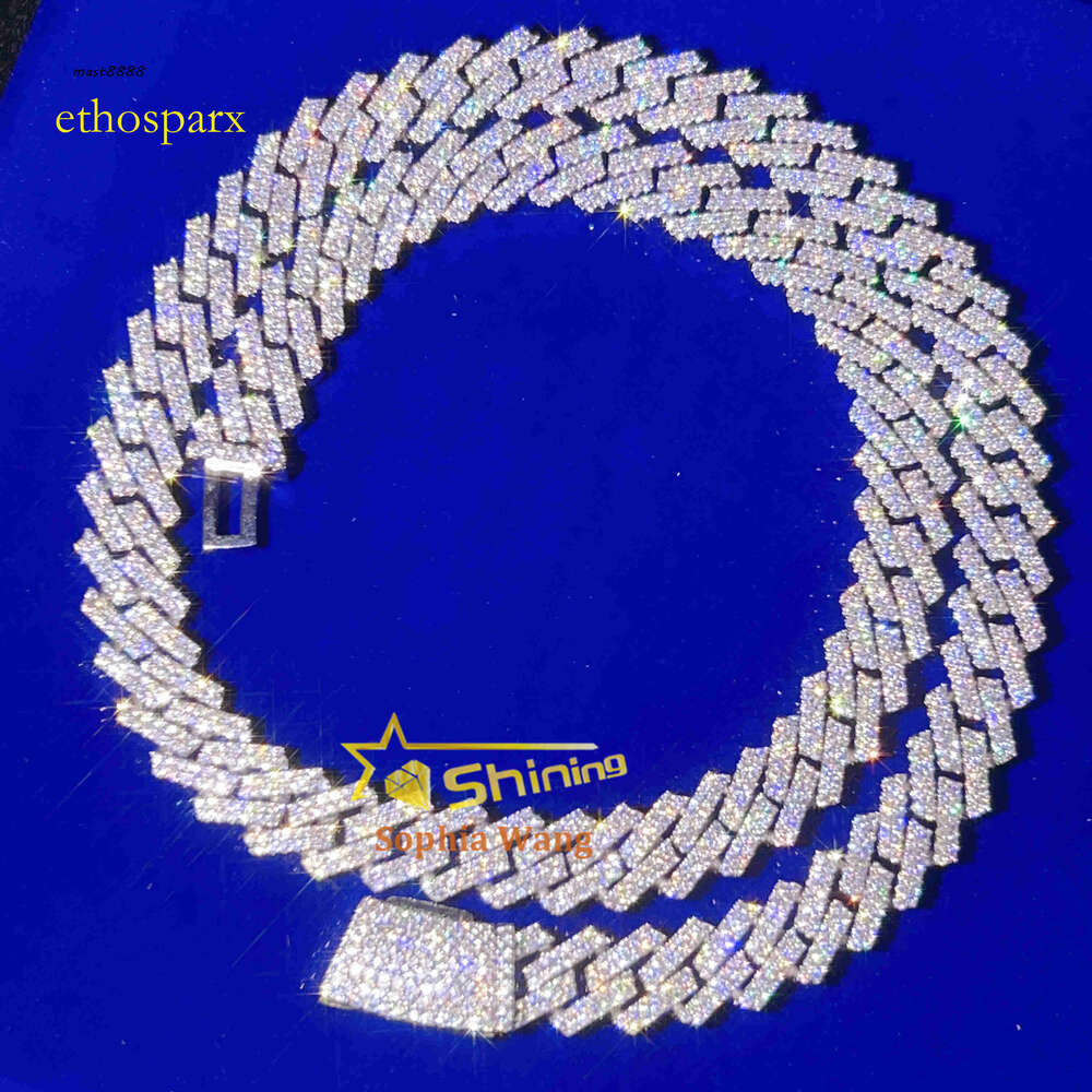 13mm Fine Jewelry Mens Hip Hop Necklaces Custom Fashion Sier S Iced Out VVS Moissanite Dia Curb Cuban Link Chain