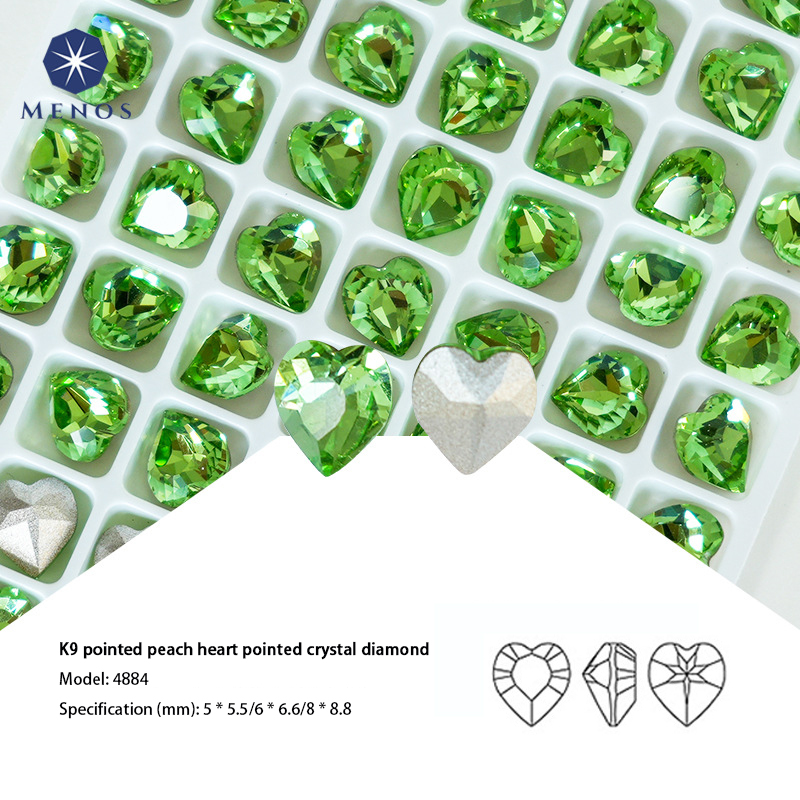K9 pointed bottom Heart rhinestones nail rhinestone hair clip jewelry handmade DIY accessories