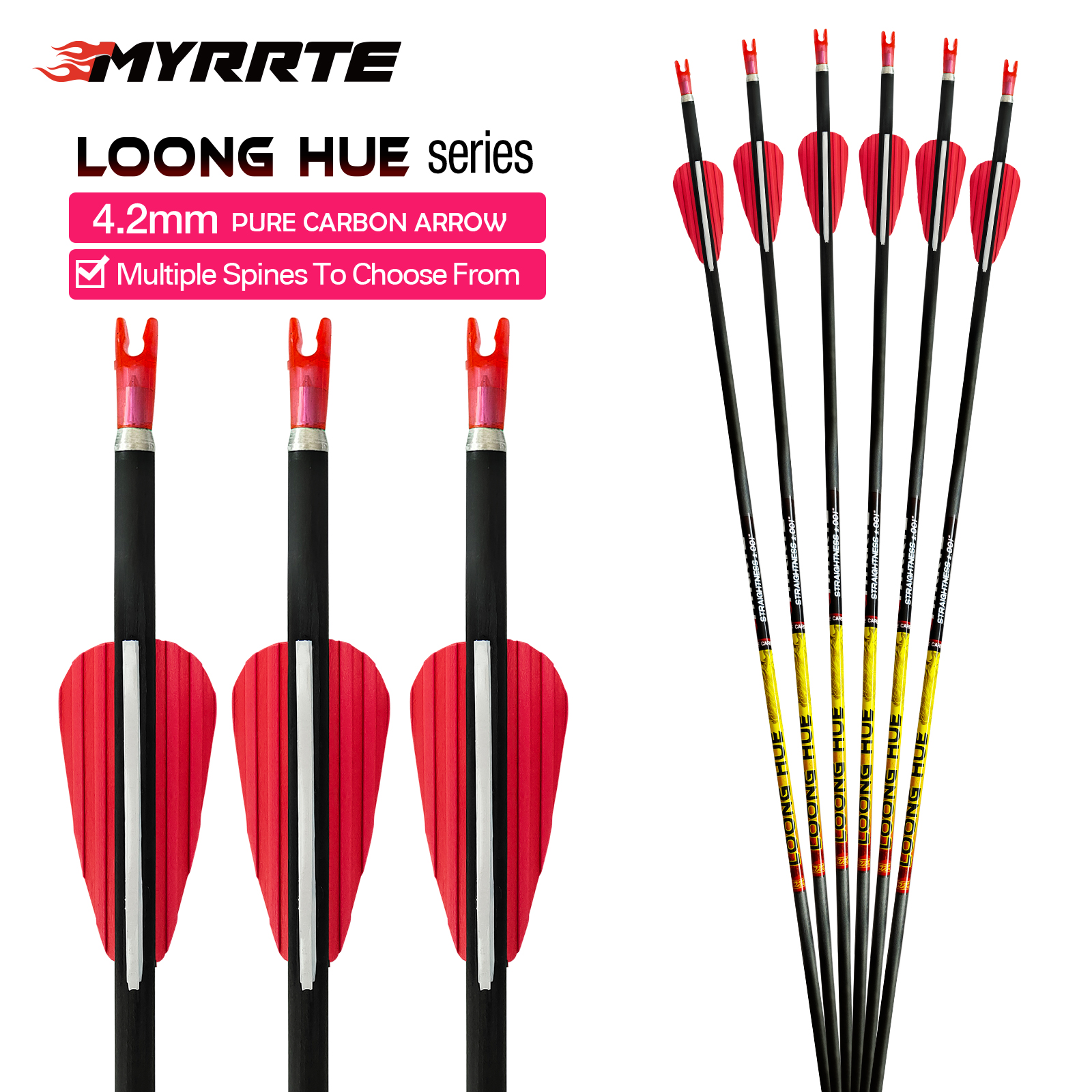 Carbon Archery Arrows without Arrowheads 31inch Hunting Arrows 4.2mm Targeting Arrows for Recurve Bow & Compound Bow Spine 350-1500 (6Pcs)