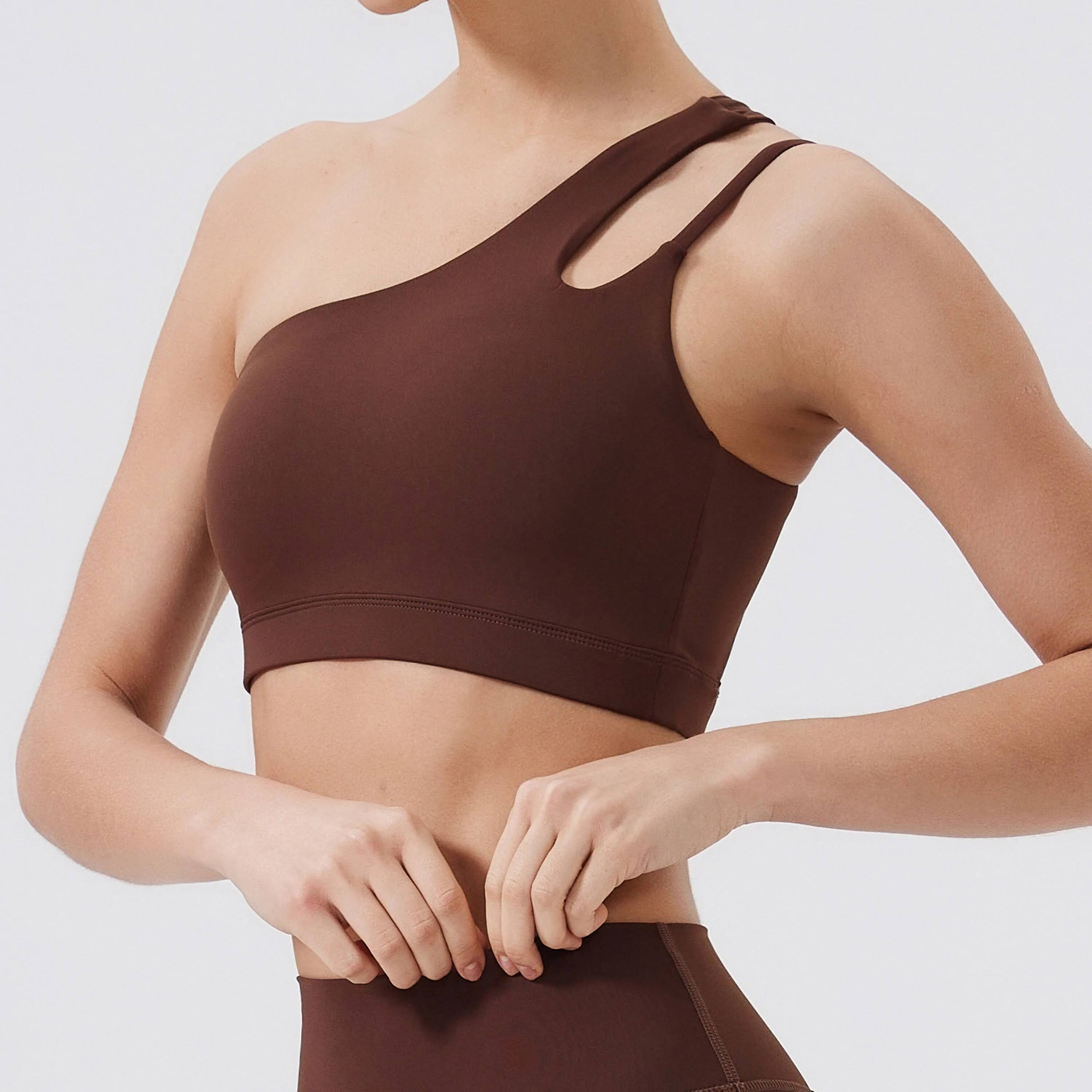 Women Sports Push Up Fiess Bras One Shoulder Shockproof Breathable Gym Yoga Running Bra Sexy Vest