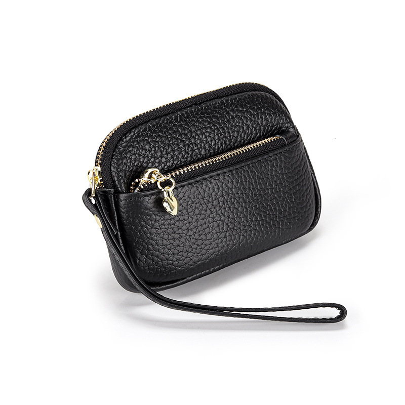 Simple Leather Luxury Genuine Purse Women's Korean Small Ladies Short Mini Key Handheld Designer Wallet Coin Cowhide Y260206