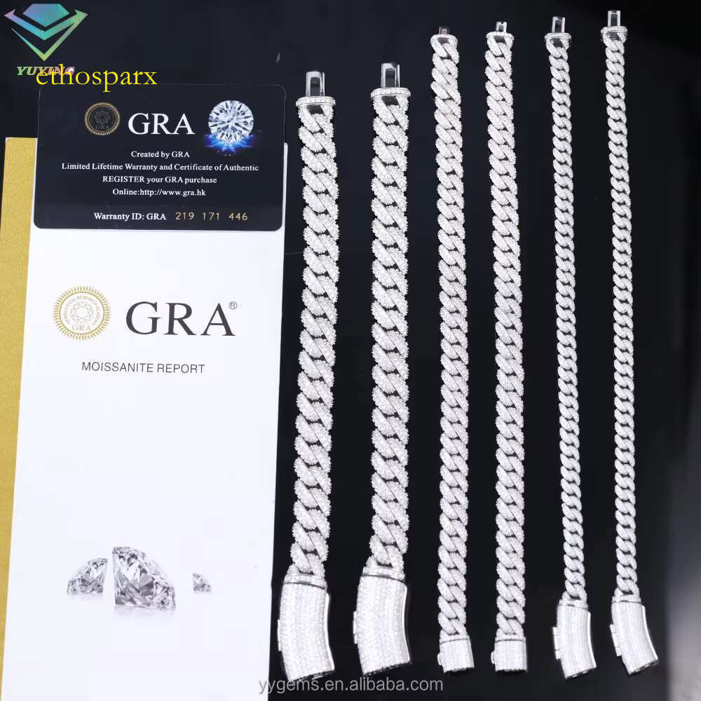 Hot Sale Iced Out 6mm 9mm 13mm Wide Men Hip Hop S Sier VVS Moissanite Cuban Bracelet